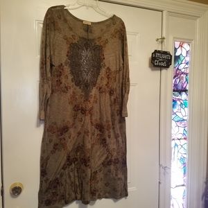 Studio Gem Dress XXL Embellished Browns 3/4 sleeves